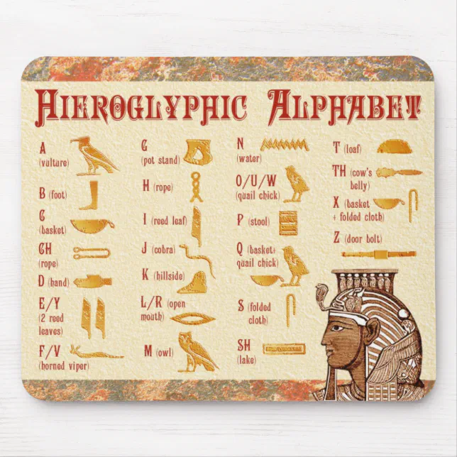 Egyptian Hieroglyphic Alphabet Chart Mouse Pad | Zazzle