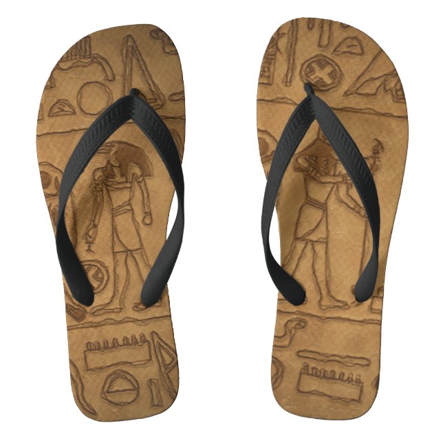 Egyptian Hieroglyphic Art Flip Flops (Footbed)