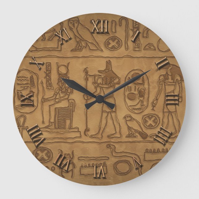 Egyptian Hieroglyphic Art Large Clock (Front)