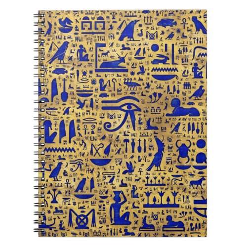 Egyptian hieroglyphic Lapis Lazuli and Gold Notebook