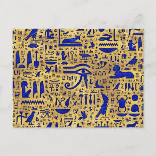 Egyptian hieroglyphic Lapis Lazuli and Gold Postcard