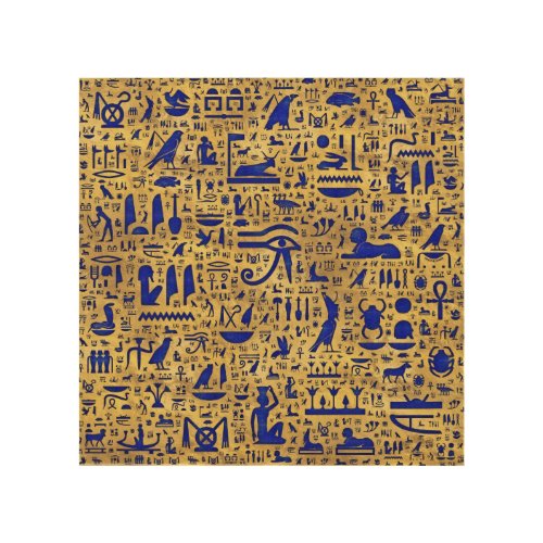 Egyptian hieroglyphic Lapis Lazuli and Gold Wood Wall Art