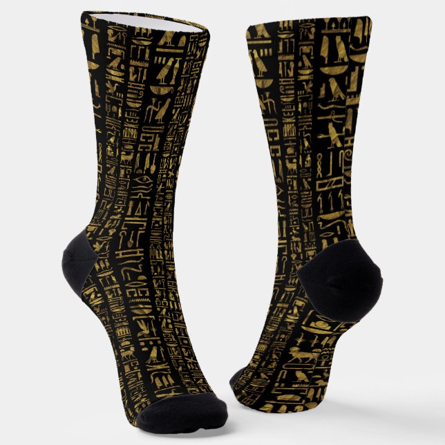 Egyptian hieroglyphic pattern vintage  socks (Angled)