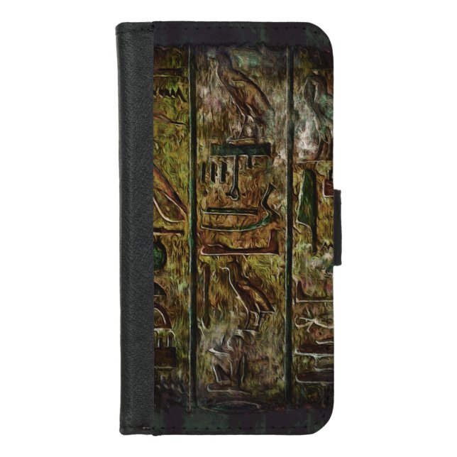 Egyptian Hieroglyphic Symbol Art iPhone Wallet Case (Front)