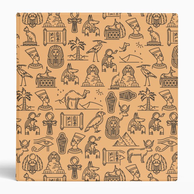 Egyptian Hieroglyphic Symbol Background        3 Ring Binder (Front)