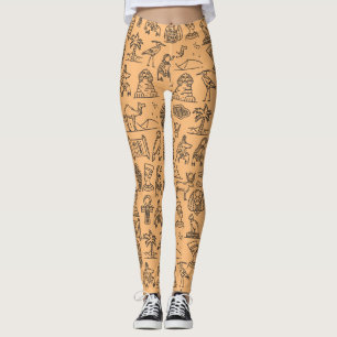 Egyptian Hieroglyphic Symbol Background   Leggings