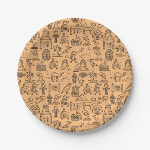 Egyptian Hieroglyphic Symbol Background         Paper Plates