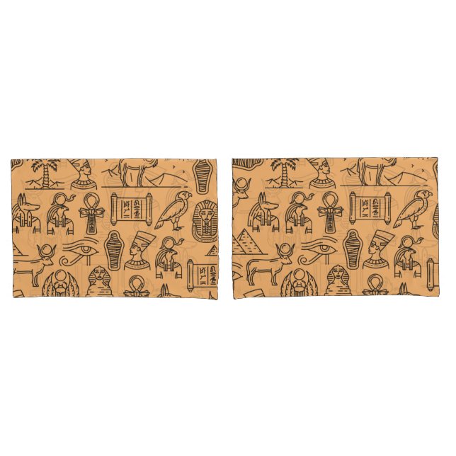 Egyptian Hieroglyphic Symbol Background  Pillow Case (Front-Set)