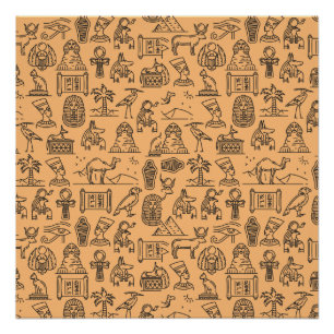 Egyptian Hieroglyphic Symbol Background Poster