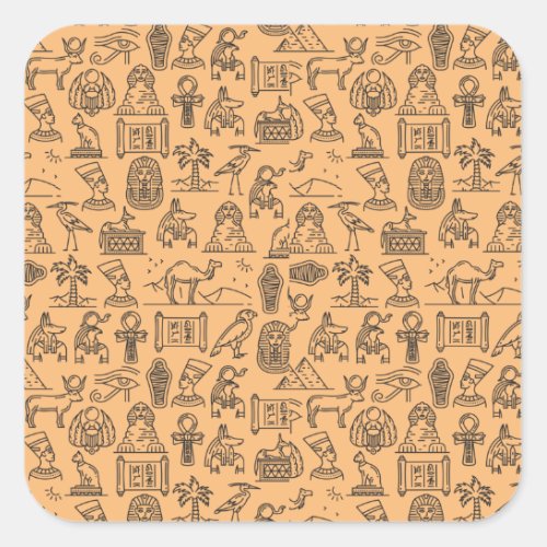 Egyptian Hieroglyphic Symbol Background          Square Sticker