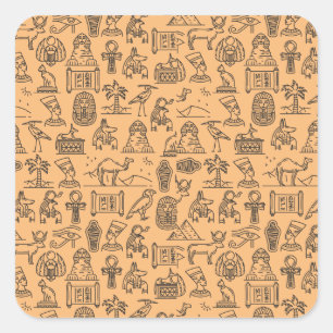 Egyptian Hieroglyphic Symbol Background Square Sticker