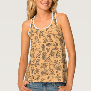 Egyptian Hieroglyphic Symbol Background     Tank Top