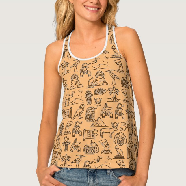 Egyptian Hieroglyphic Symbol Background     Tank Top (Front)