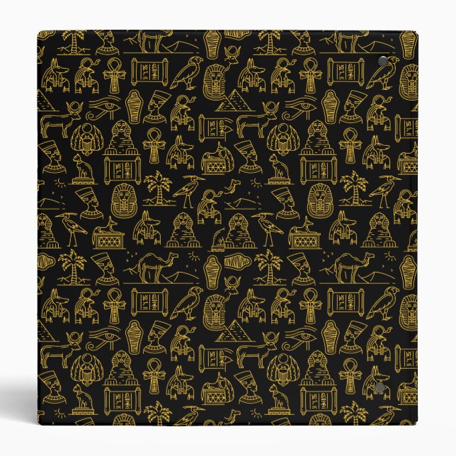 Egyptian Hieroglyphic Symbol Pattern       3 Ring Binder (Back)