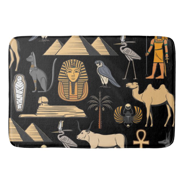  Egyptian Hieroglyphic Symbol Pattern Background   Bath Mat (Front)