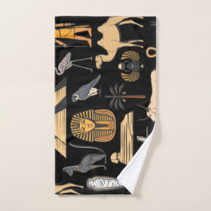 Egyptian Hieroglyphic Symbol Pattern Background Hand Towel