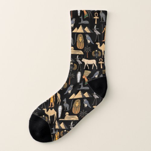  Egyptian Hieroglyphic Symbol Pattern Background   Socks