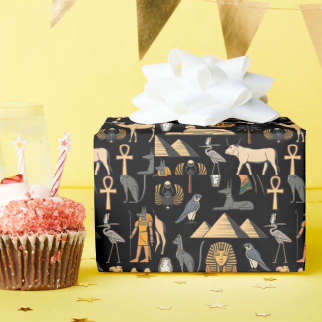  Egyptian Hieroglyphic Symbol Pattern Background  Wrapping Paper (Birthday Party)