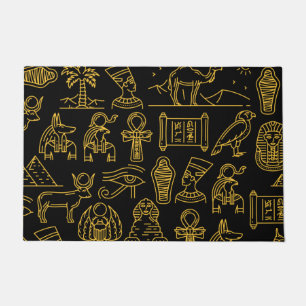 Egyptian Hieroglyphic Symbol Pattern  Doormat