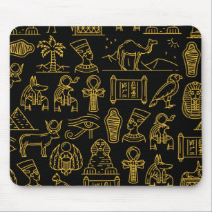 Egyptian Hieroglyphic Symbol Pattern Mouse Pad