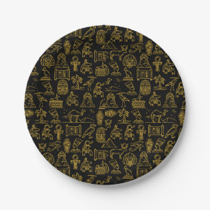 Egyptian Hieroglyphic Symbol Pattern        Paper Plates