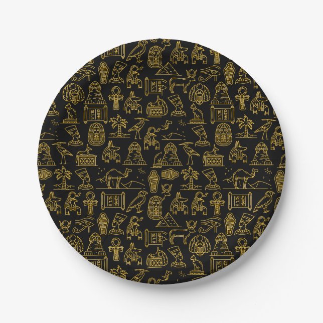 Egyptian Hieroglyphic Symbol Pattern        Paper Plates (Front)