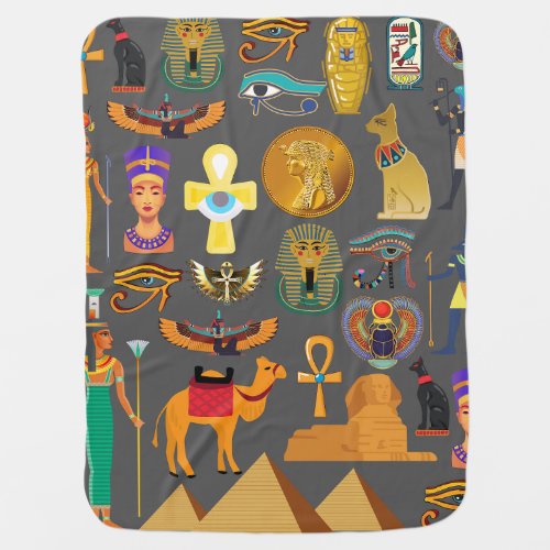 Egyptian Hieroglyphic Symbol Pattern pharaoh     Baby Blanket