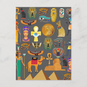 Egyptian Hieroglyphic Symbol Pattern pharaoh Holiday Postcard