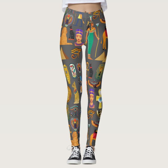 Egyptian Hieroglyphic Symbol Pattern pharaoh       Leggings (Front)