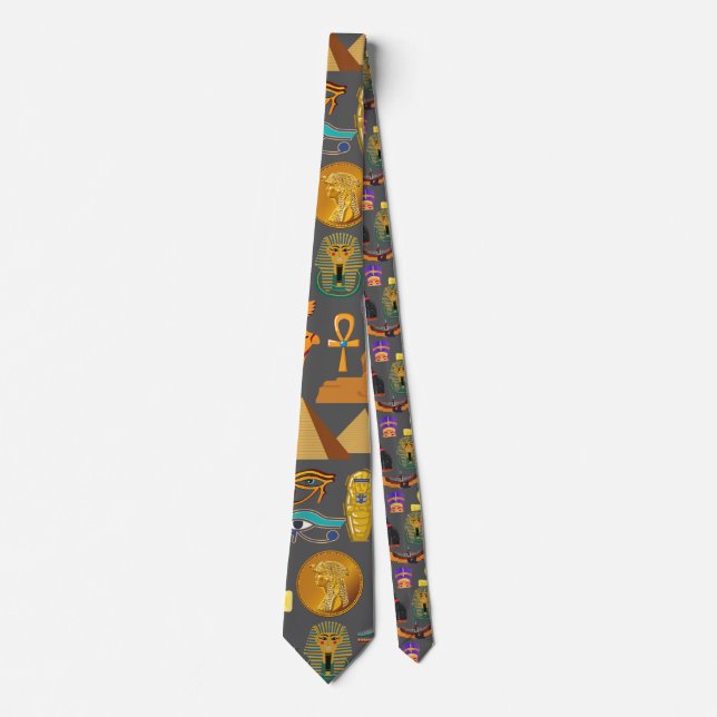 Egyptian Hieroglyphic Symbol Pattern pharaoh     Neck Tie (Front)