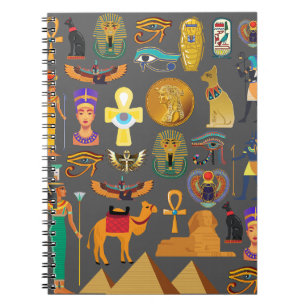 Egyptian Hieroglyphic Symbol Pattern pharaoh       Notebook