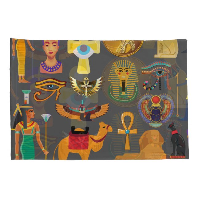 Egyptian Hieroglyphic Symbol Pattern pharaoh       Pillow Case (Back-Right)