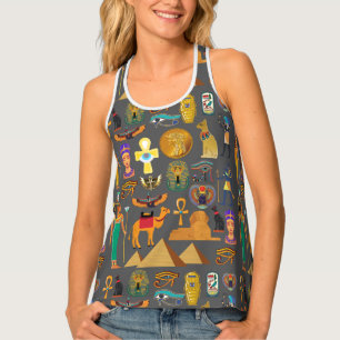 Egyptian Hieroglyphic Symbol Pattern pharaoh Tank Top