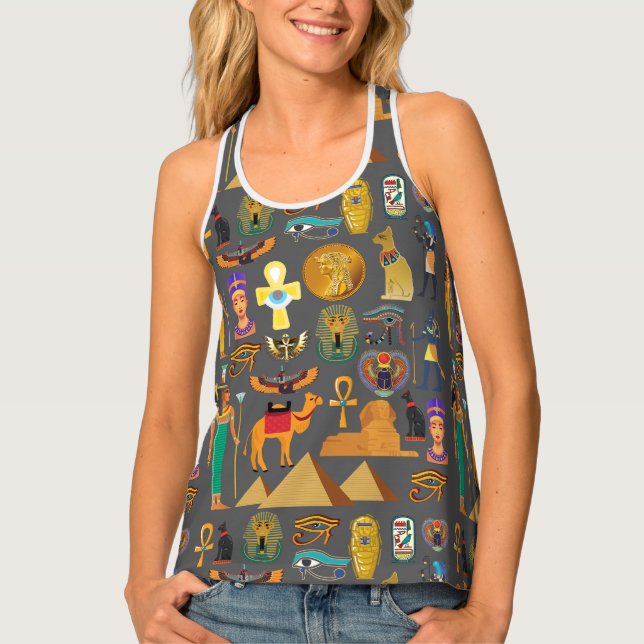 Egyptian Hieroglyphic Symbol Pattern pharaoh       Tank Top (Front)