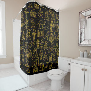 Egyptian Hieroglyphic Symbol Pattern Shower Curtain