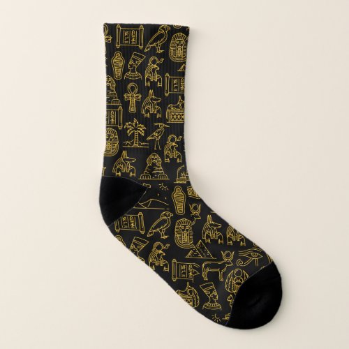 Egyptian Hieroglyphic Symbol Pattern      Socks