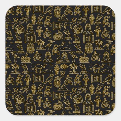 Egyptian Hieroglyphic Symbol Pattern         Square Sticker