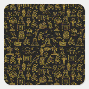 Egyptian Hieroglyphic Symbol Pattern Square Sticker