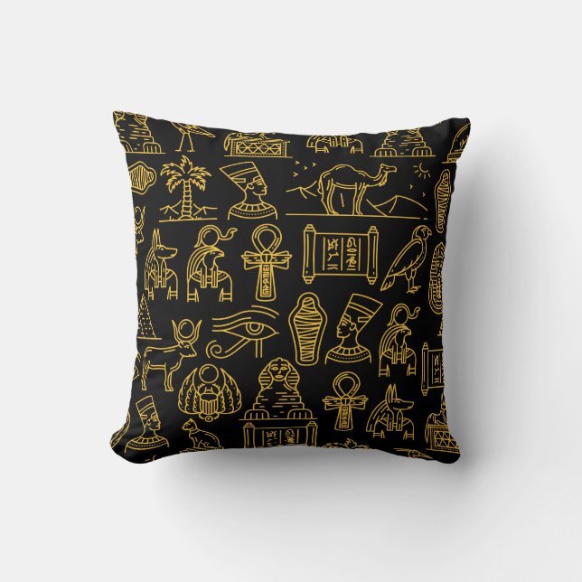 Egyptian Hieroglyphic Symbol Pattern   Throw Pillow (Front)