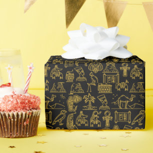 Egyptian Hieroglyphic Symbol Pattern Wrapping Paper