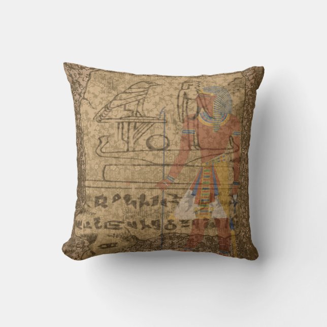 Egyptian Hieroglyphic Throw Pillow (Front)