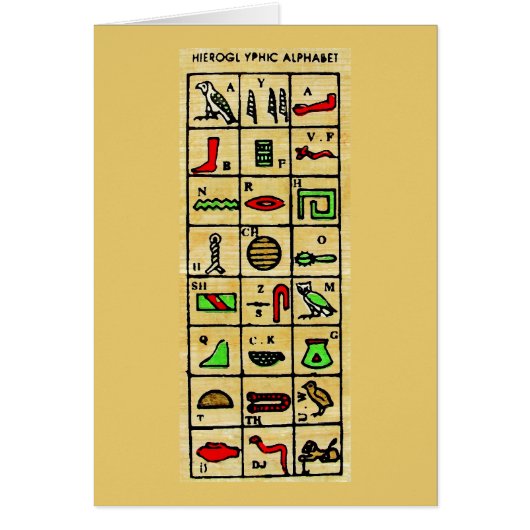 Egyptian Hieroglyphics, Alphabetic Symbols Cards (Front)