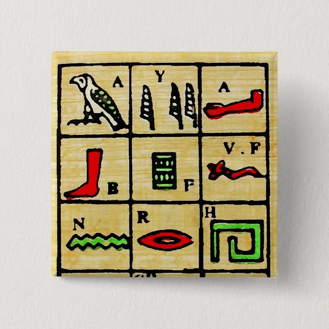 Egyptian Hieroglyphics, Alphabetic Symbols Pinback Button (Front)