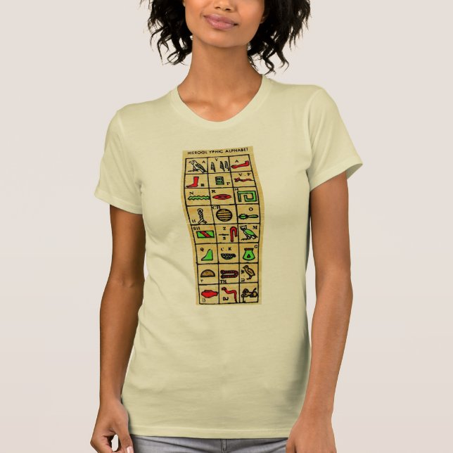 Egyptian Hieroglyphics, Alphabetic Symbols T-Shirt (Front)