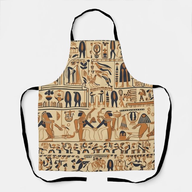 Egyptian Hieroglyphics Gold and Brown Apron (Front)