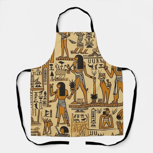 Egyptian Hieroglyphics Gold and Brown Apron