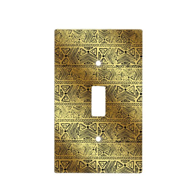 Egyptian Hieroglyphics Gold Black Light Switch Cover (Front)