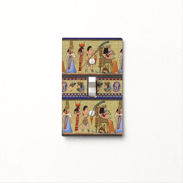 Egyptian Hieroglyphics Print Light Switch Cover (In Situ)