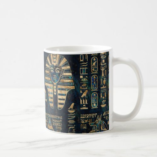 Egyptian hieroglyphs and deities _Abalone and gold Coffee Mug