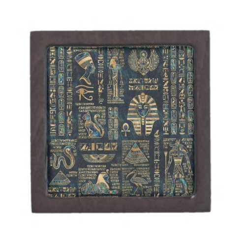 Egyptian hieroglyphs and deities _Abalone and gold Gift Box